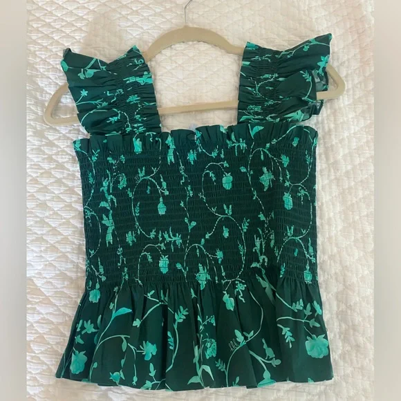 NWT Hill House Paz Nap Top in Emerald Botanical (green) size small - Picture 2 of 5